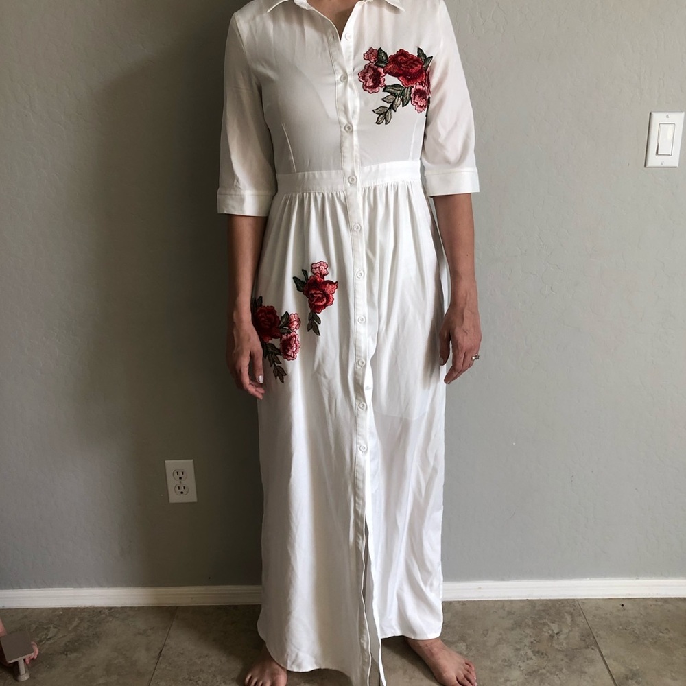 ASOS Boohoo Rose embroidered maxi dress